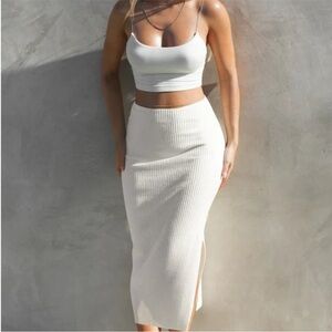 Joah Brown Luxe Knit Skirt - Cream